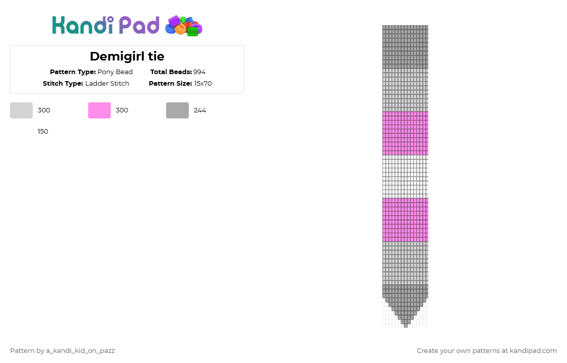 Demigirl tie - Pony Bead Pattern by a_kandi_kid_on_pazz on Kandi Pad - beige,pink