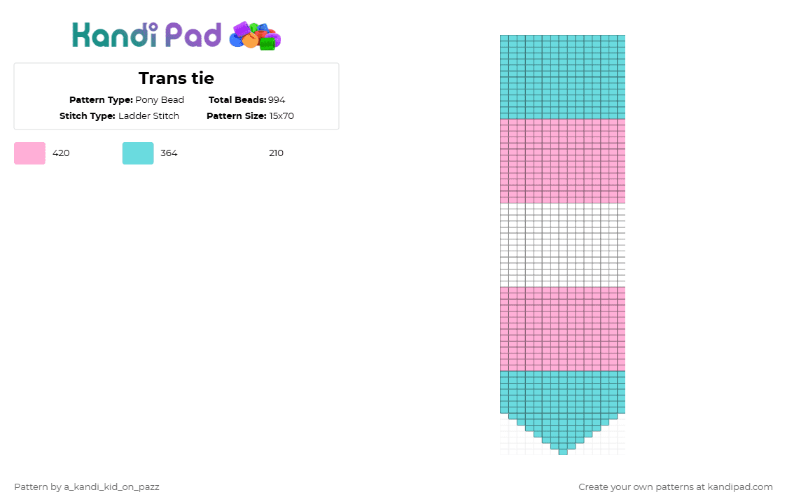 Trans tie - Pony Bead Pattern by a_kandi_kid_on_pazz on Kandi Pad - light blue,pink