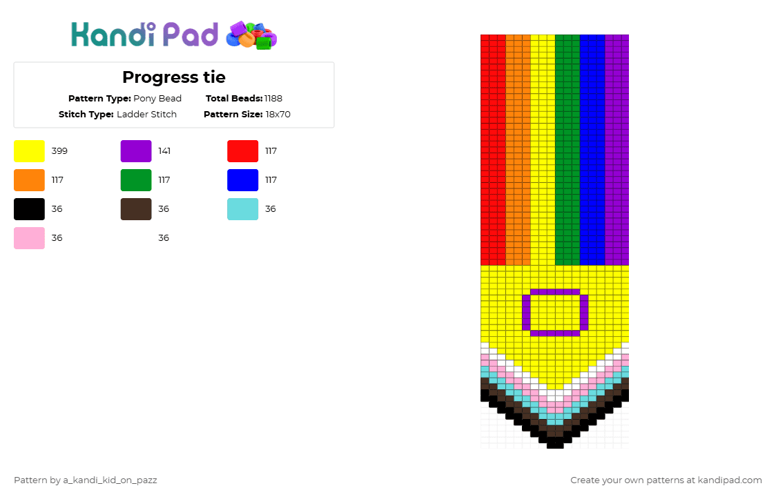 Progress tie - Pony Bead Pattern by a_kandi_kid_on_pazz on Kandi Pad - yellow,purple