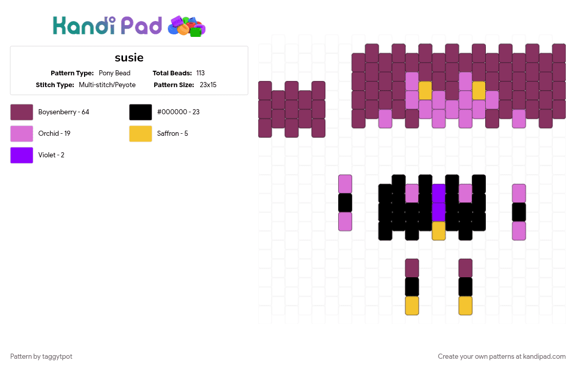susie - Pony Bead Pattern by taggytpot on Kandi Pad - pink