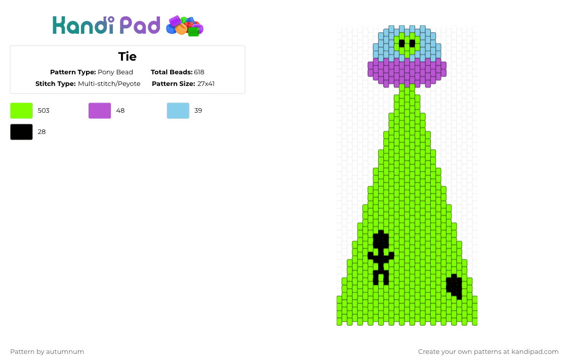 Tie - Pony Bead Pattern by autumnum on Kandi Pad - green
