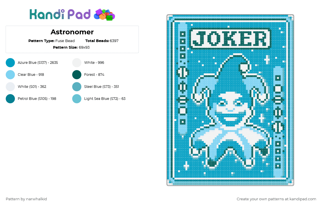 Astronomer - Fuse Bead Pattern by narwhalkid on Kandi Pad - light blue