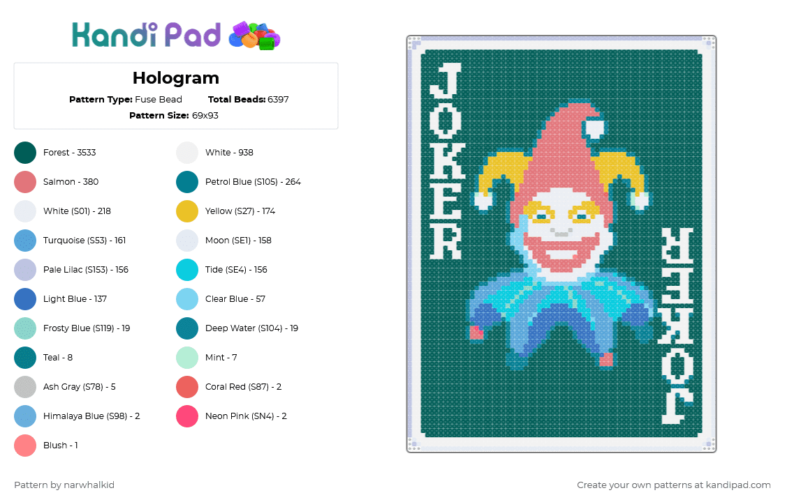 Hologram - Fuse Bead Pattern by narwhalkid on Kandi Pad - gray