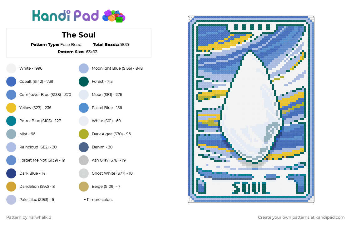 The Soul - Fuse Bead Pattern by narwhalkid on Kandi Pad - blue, gray, light blue, white