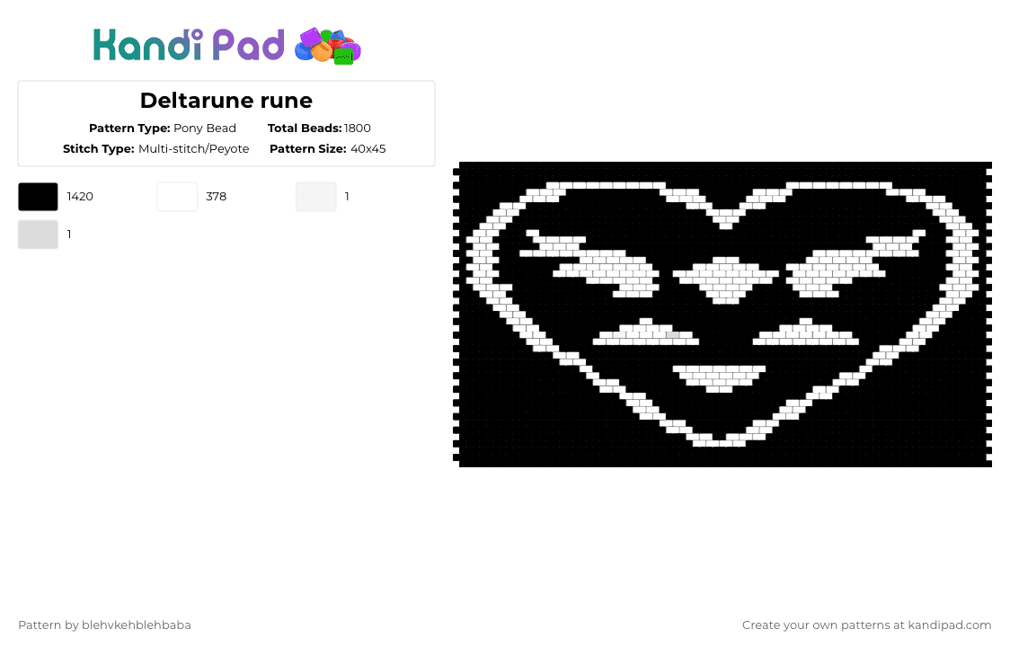 Deltarune rune - Pony Bead Pattern by blehvkehblehbaba on Kandi Pad - black