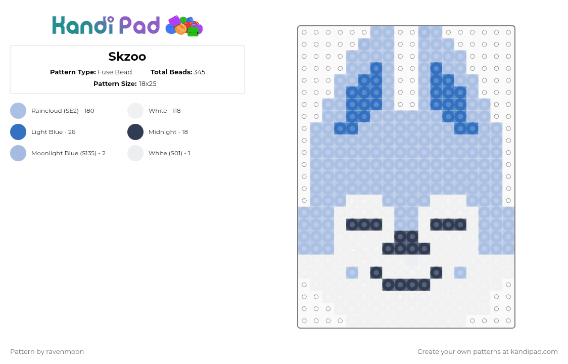 Skzoo - Fuse Bead Pattern by ravenmoon on Kandi Pad - wolfchan,skzoo,head,animal,light blue