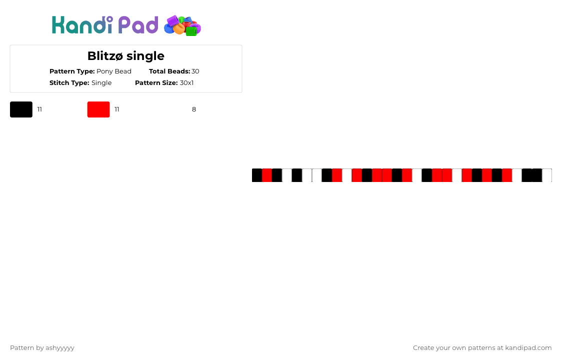 Blitzø single - Pony Bead Pattern by asher_therian on Kandi Pad - red,white,blitz,helluva boss,hb,blitzo