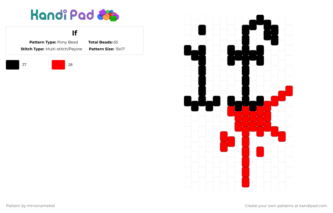 If - Pony Bead Pattern by mrnonamekid on Kandi Pad - black, red