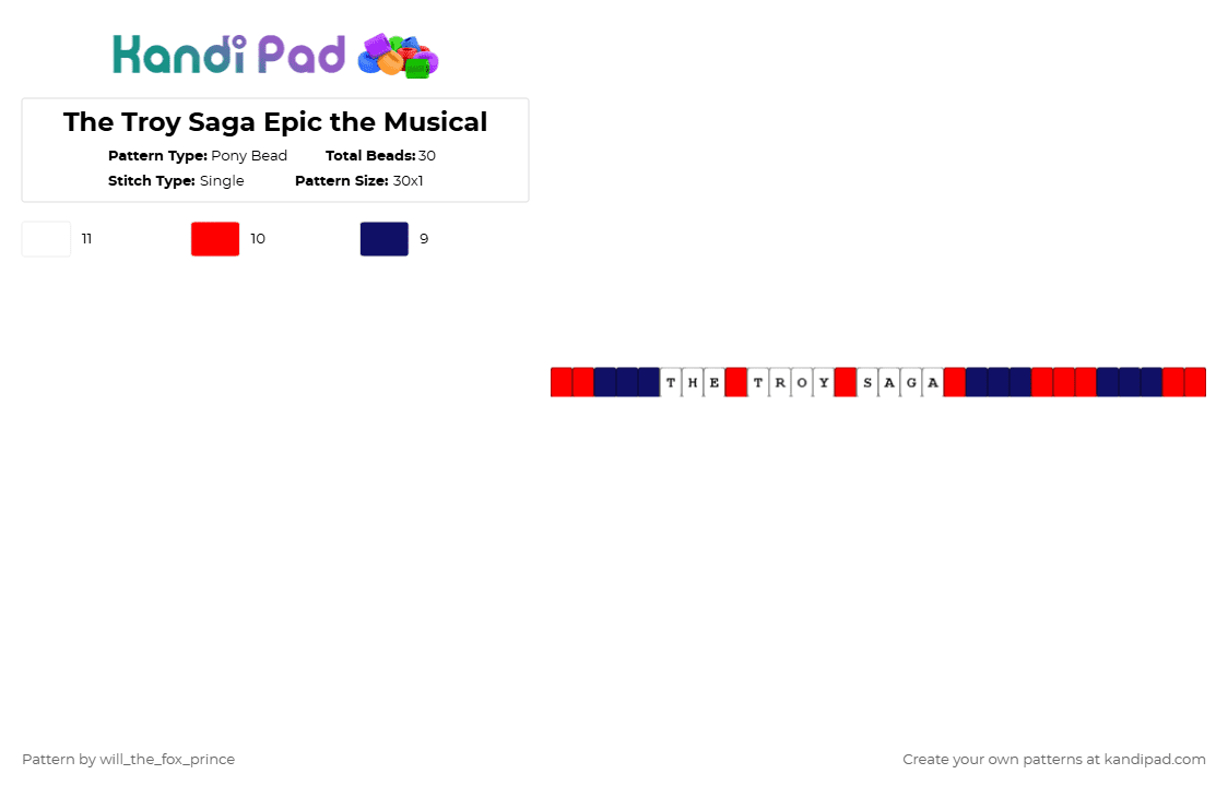 The Troy Saga Epic the Musical - Pony Bead Pattern by deleted_user_195948 on Kandi Pad - purple,red,epic,epicthemusical,troy,troysaga