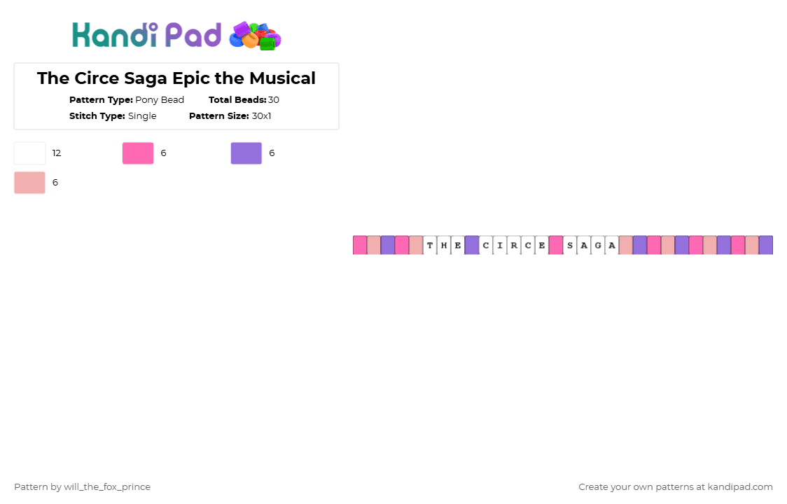 The Circe Saga Epic the Musical - Pony Bead Pattern by deleted_user_195948 on Kandi Pad - pink,purple,beige,epic,epicthemusical,circe,circesaga