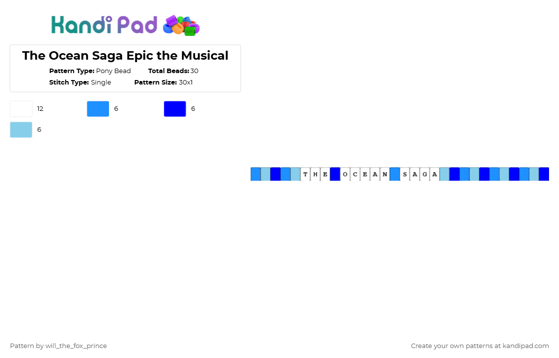 The Ocean Saga Epic the Musical - Pony Bead Pattern by deleted_user_195948 on Kandi Pad - light blue,purple,epic,epicthemusical,ocean,oceansaga