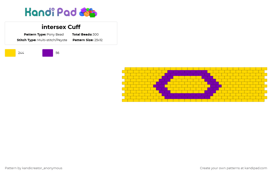 intersex Cuff - Pony Bead Pattern by deleted_user_195948 on Kandi Pad - intersex, pride, yellow