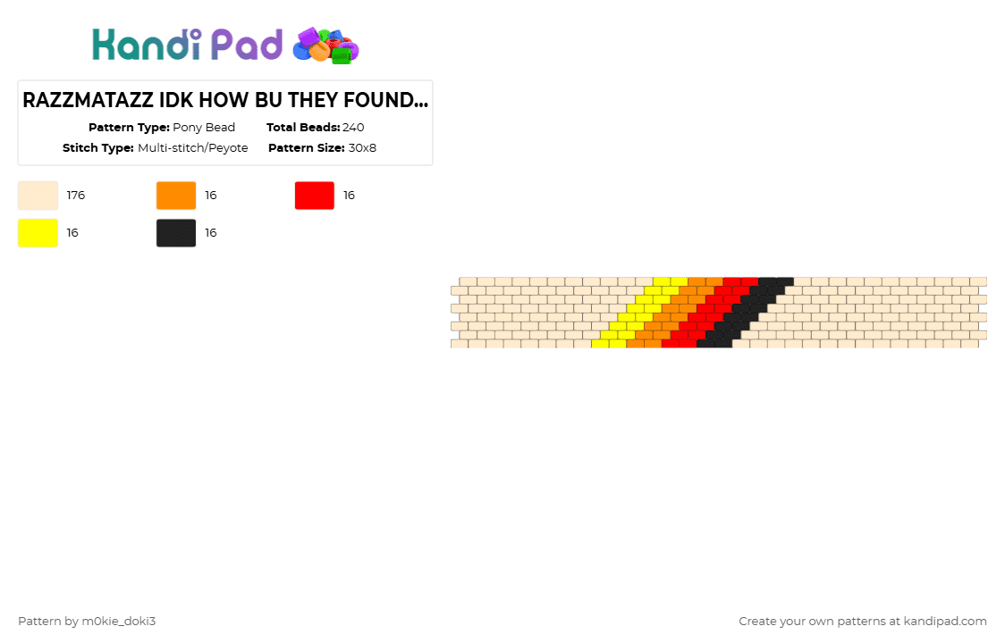 RAZZMATAZZ IDK HOW BU THEY FOUND ME cuff - Pony Bead Pattern by m0kie_doki3 on Kandi Pad - beige,idkhbtfm,razzmatazz,album