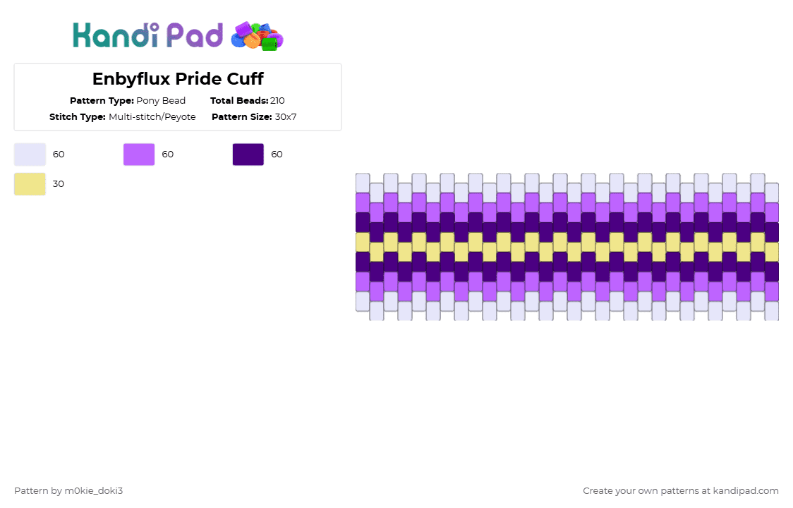 Enbyflux Pride Cuff - Pony Bead Pattern by m0kie_doki3 on Kandi Pad - pink,purple,pride,lgbtqai,lgbt,lgbtq