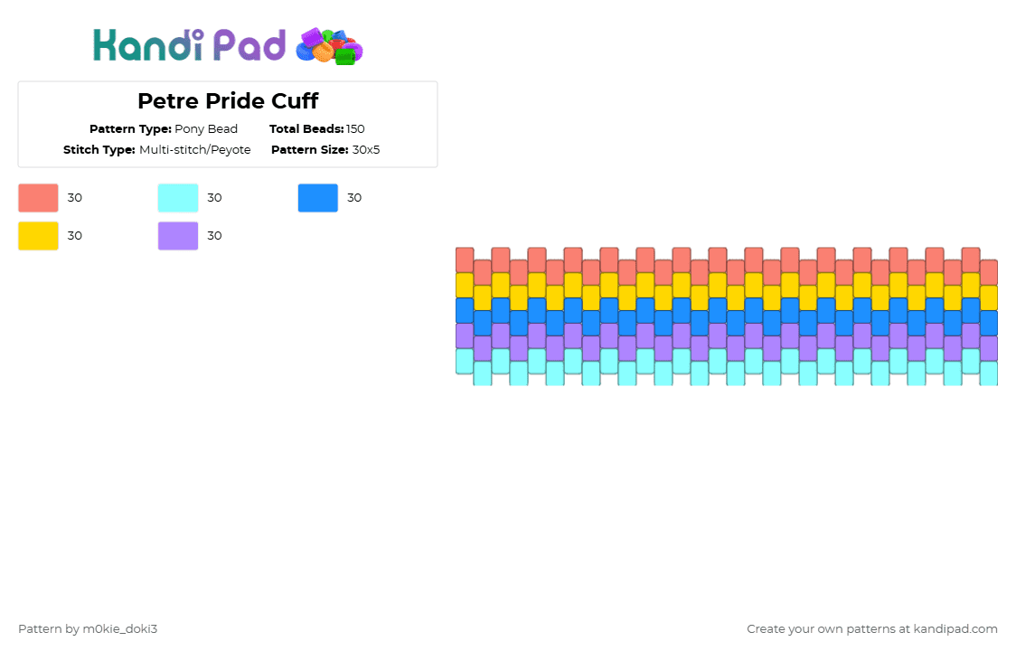 Petre Pride Cuff - Pony Bead Pattern by m0kie_doki3 on Kandi Pad - light blue,lgbtq,queer