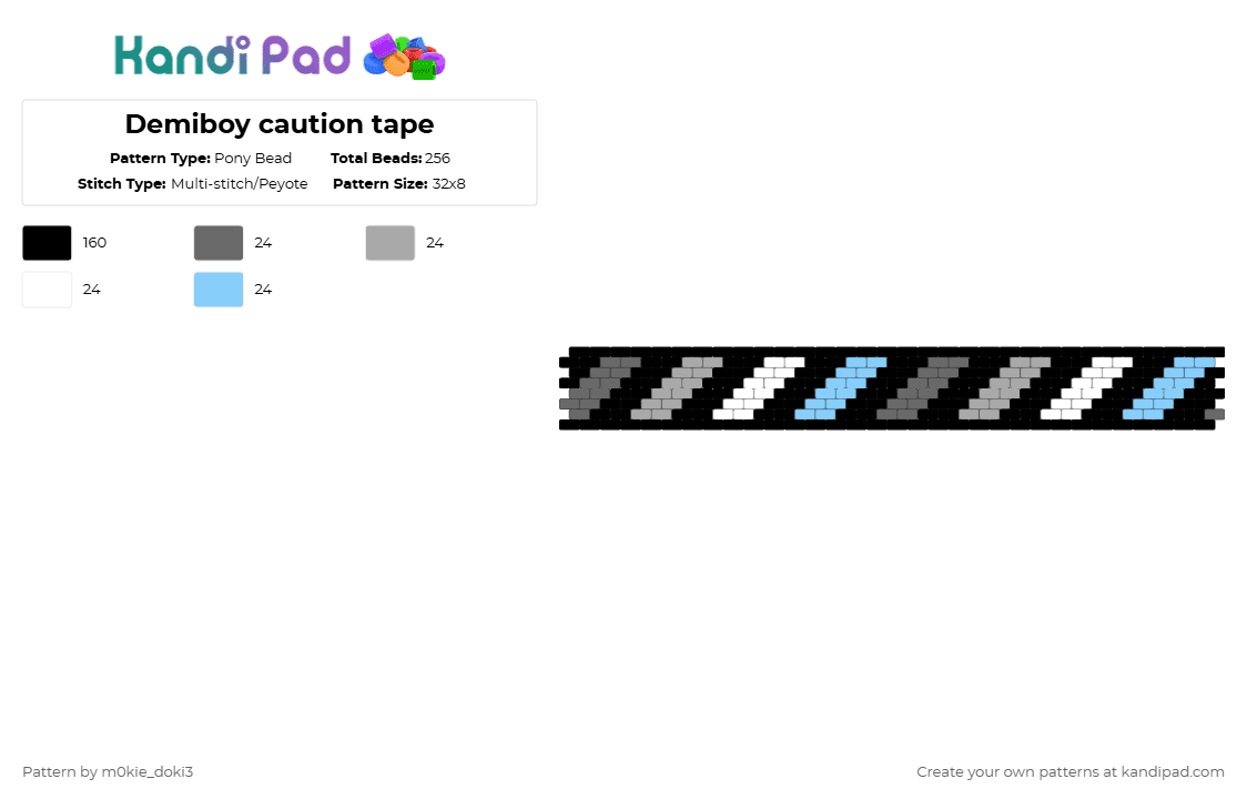 Demiboy caution tape - Pony Bead Pattern by m0kie_doki3 on Kandi Pad - black,gray,beige,light blue
