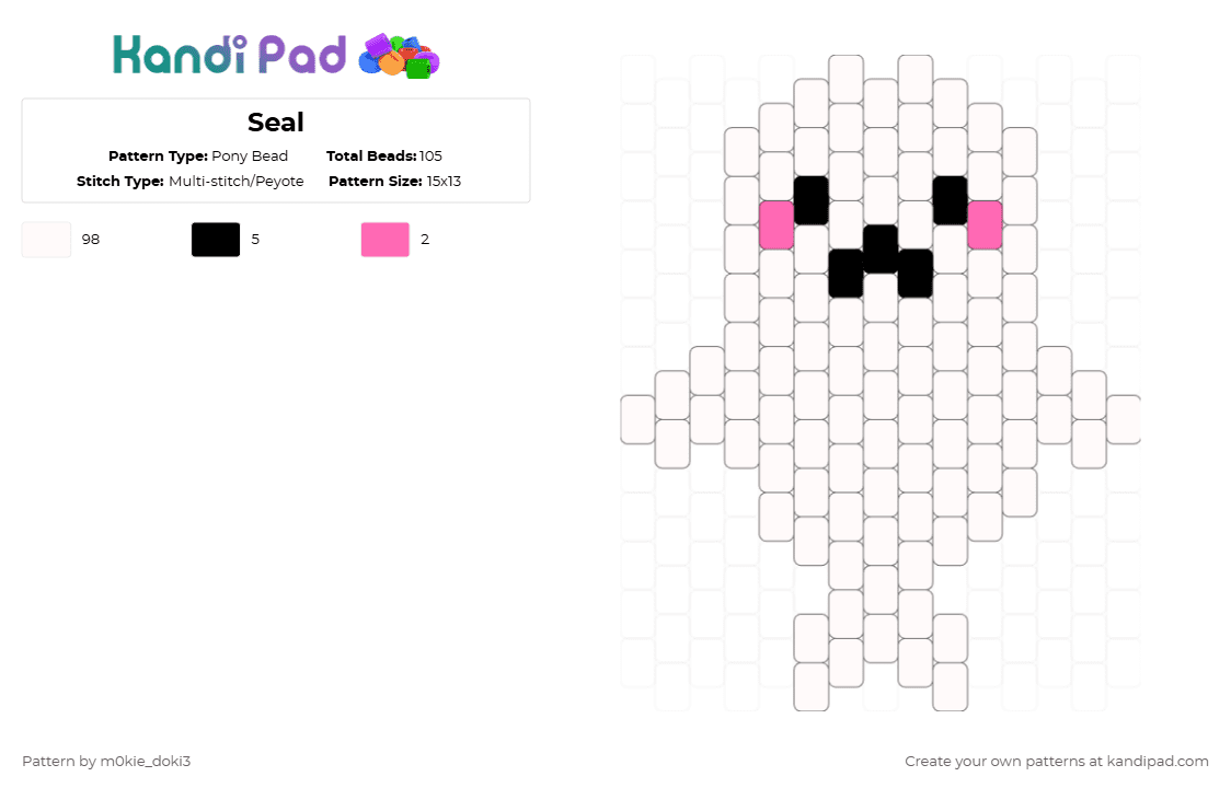 Seal - Pony Bead Pattern by m0kie_doki3 on Kandi Pad - white