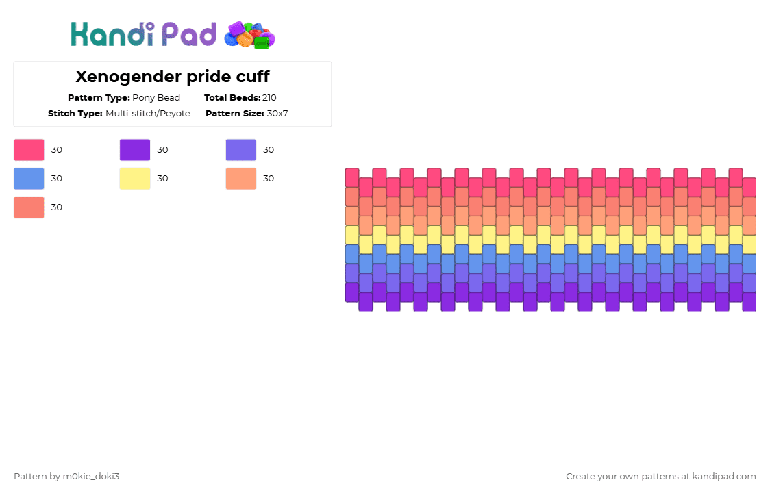 Xenogender pride cuff - Pony Bead Pattern by m0kie_doki3 on Kandi Pad - orange,xenogender,pride