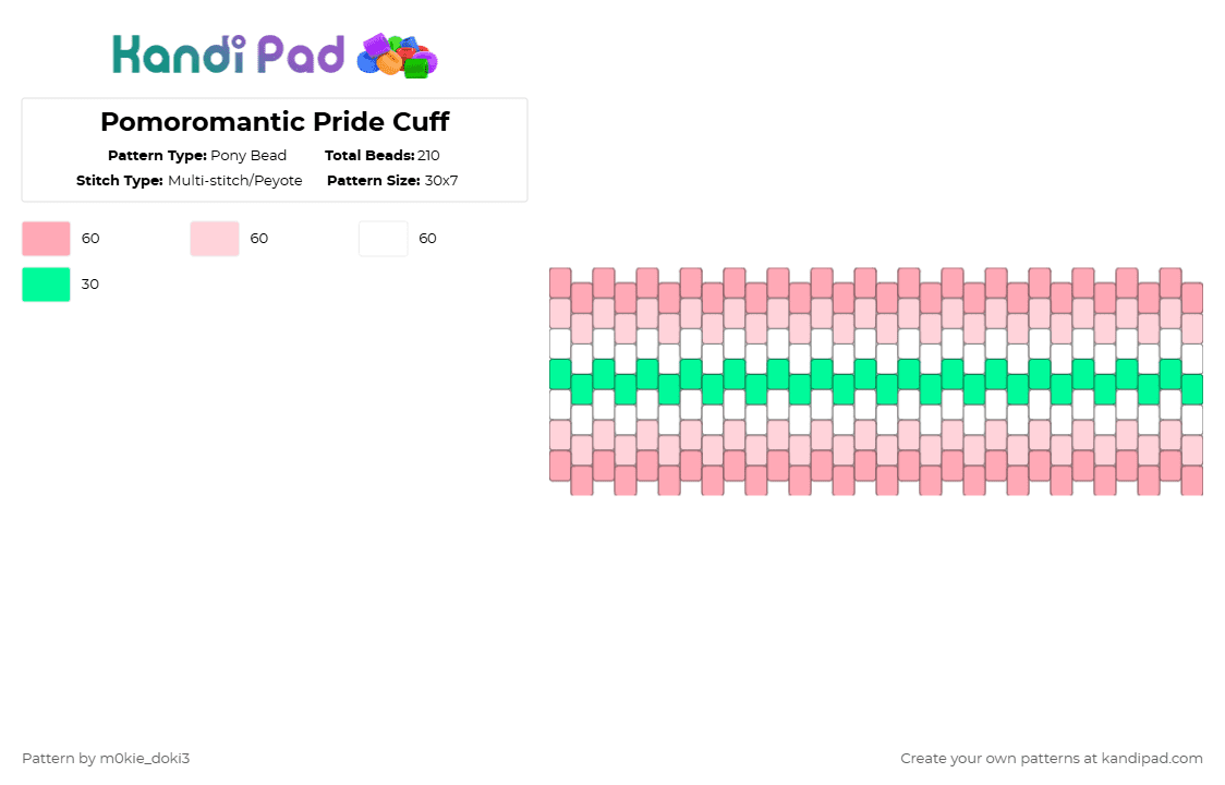 Pomoromantic Pride Cuff - Pony Bead Pattern by m0kie_doki3 on Kandi Pad - pink,teal,pride,lgbtqai,lgbt,lgbtq,pomosexual,pomo,pomoromantic