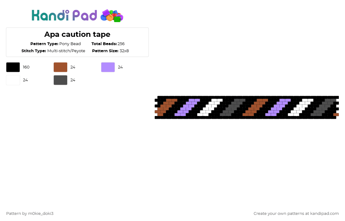 Apa caution tape - Pony Bead Pattern by m0kie_doki3 on Kandi Pad - black,red,pink,gray