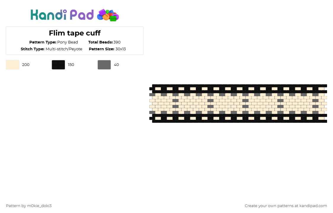 Flim tape cuff - Pony Bead Pattern by m0kie_doki3 on Kandi Pad - beige