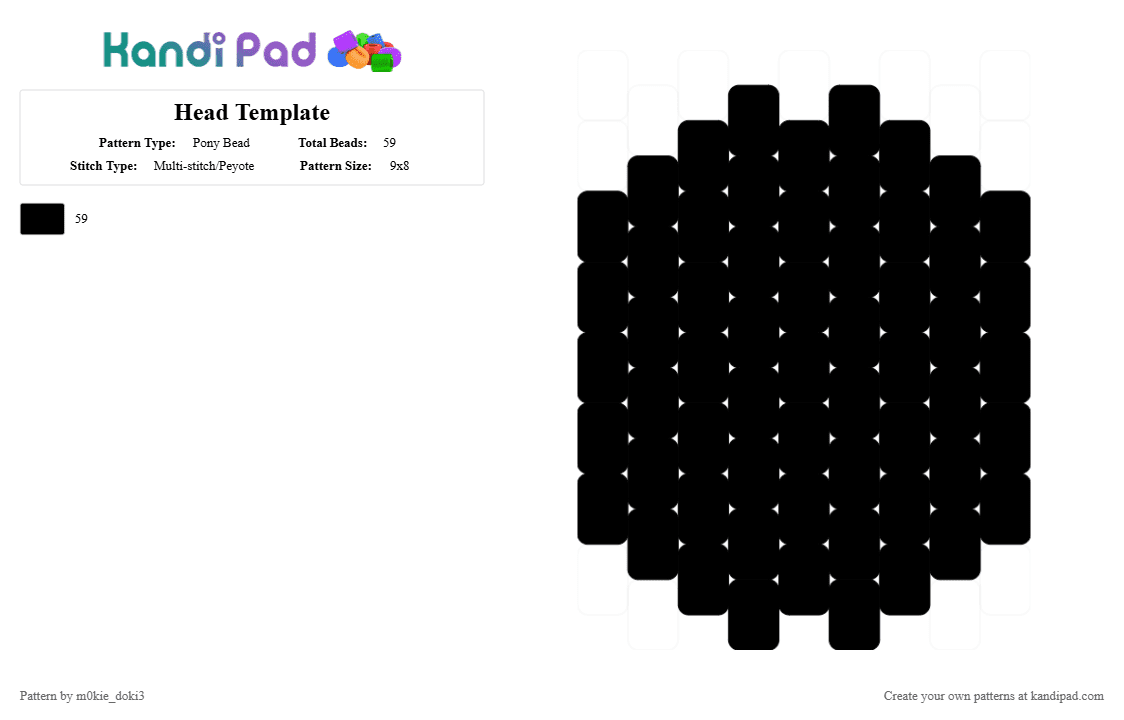 Head Template - Pony Bead Pattern by m0kie_doki3 on Kandi Pad - black