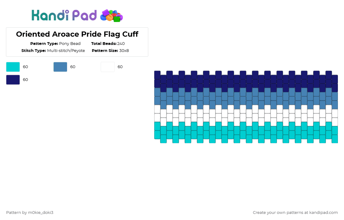 Oriented Aroace Pride Flag Cuff - Pony Bead Pattern by m0kie_doki3 on Kandi Pad - white,red,pride,lgbtq