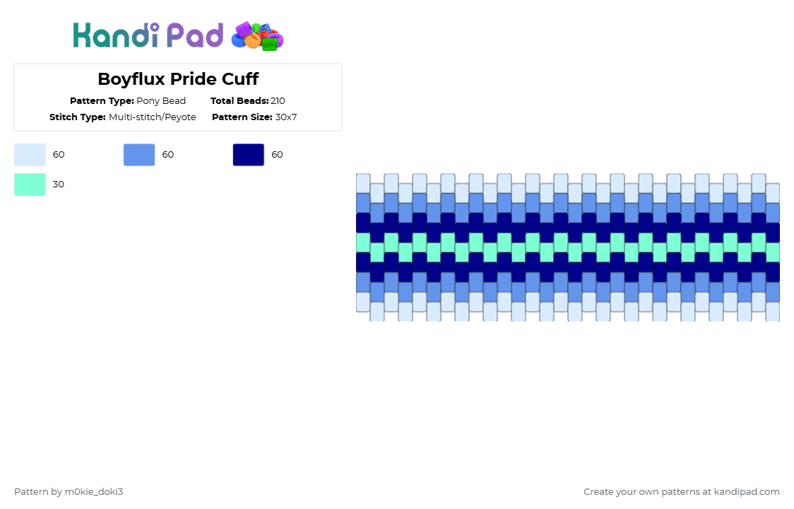 Boyflux Pride Cuff - Pony Bead Pattern by m0kie_doki3 on Kandi Pad - light blue,purple,pride,lgbtqai,lgbt,lgbtq