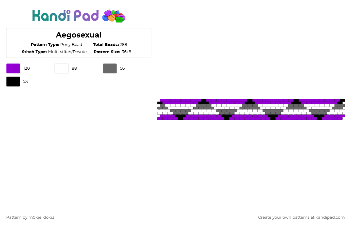 Aegosexual - Pony Bead Pattern by m0kie_doki3 on Kandi Pad - purple,gray
