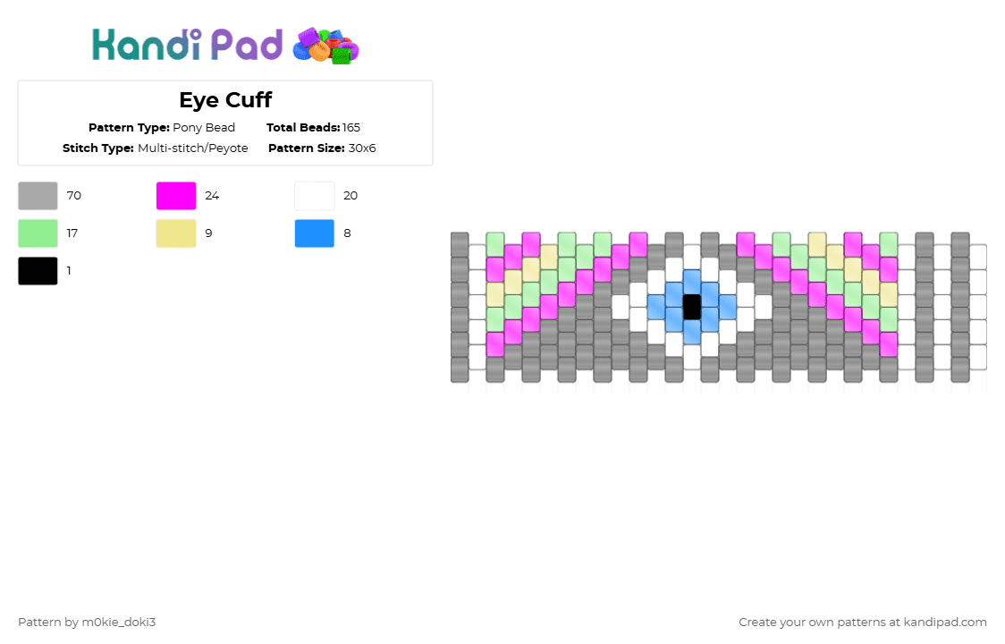 Eye Cuff - Pony Bead Pattern by m0kie_doki3 on Kandi Pad - beige, pink