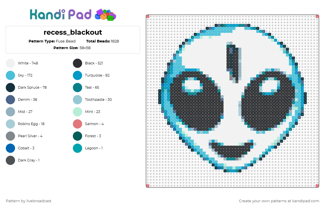 recess_blackout - Fuse Bead Pattern by livebroadcast on Kandi Pad - light blue, white