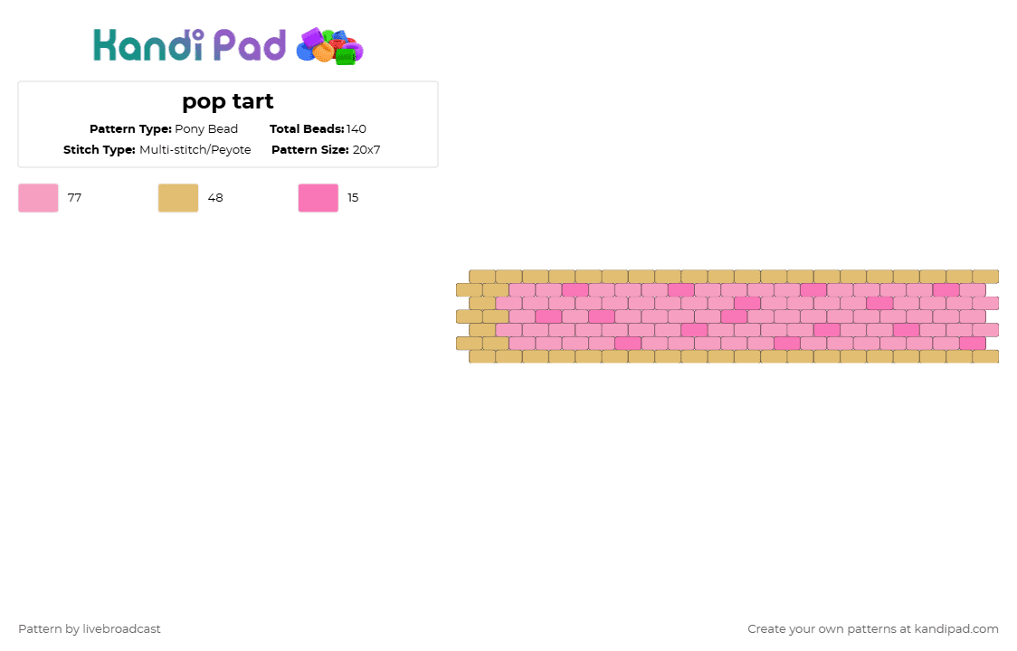 pop tart - Pony Bead Pattern by livebroadcast on Kandi Pad - beige,pink