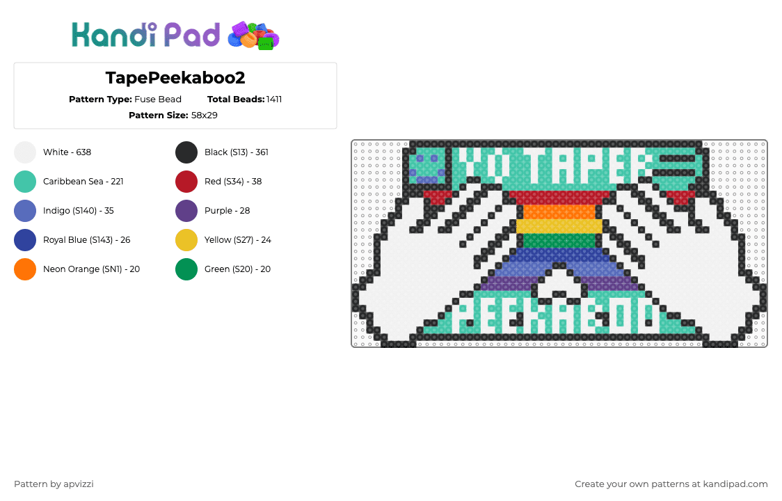TapePeekaboo2 - Fuse Bead Pattern by apvizzi on Kandi Pad - white,teal,purple