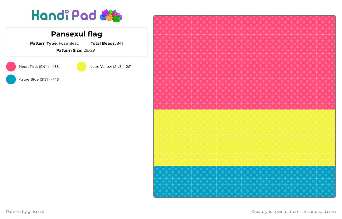 Pansexul flag - Fuse Bead Pattern by giriscool on Kandi Pad - red