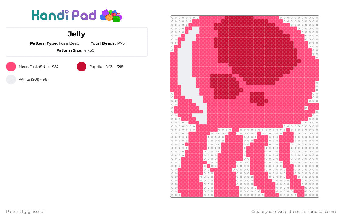 Jelly - Fuse Bead Pattern by giriscool on Kandi Pad - red
