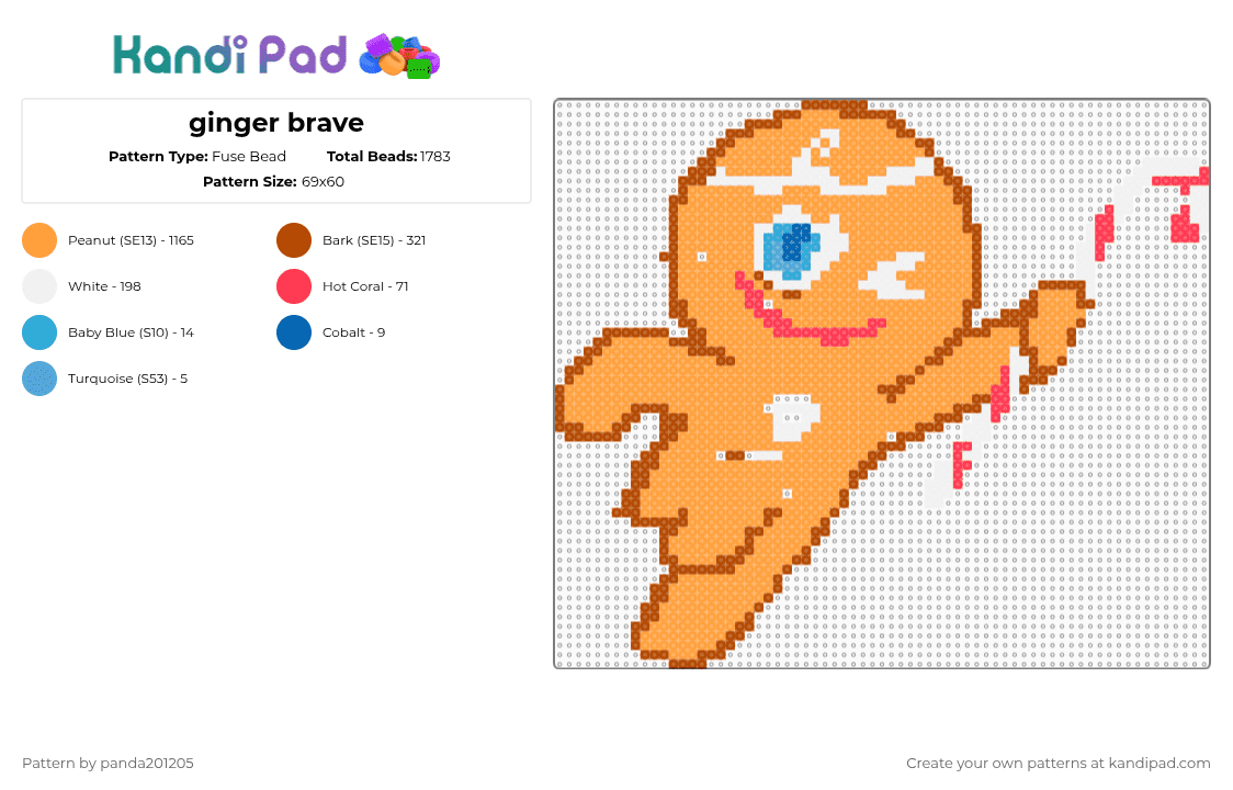 ginger brave - Fuse Bead Pattern by panda201205 on Kandi Pad - orange,red