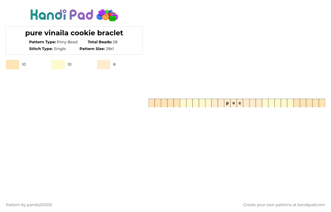pure vinaila cookie braclet - Pony Bead Pattern by panda201205 on Kandi Pad - beige,yellow