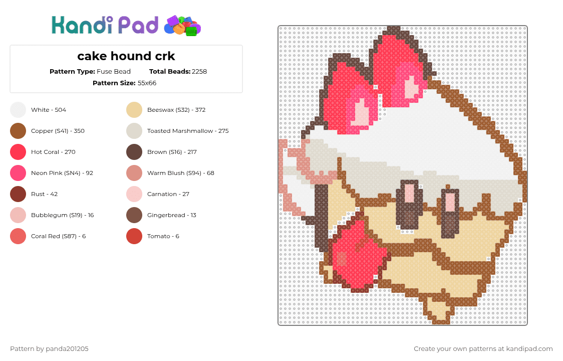 cake hound crk - Fuse Bead Pattern by panda201205 on Kandi Pad - beige,red