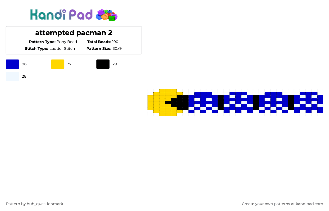 attempted Pacman - Pony Bead Pattern by huh_questionmark on Kandi Pad - pac man,ghosts,cuff,arcade,video games,gaming,video game,yellow,purple,pacman,vediogames,games