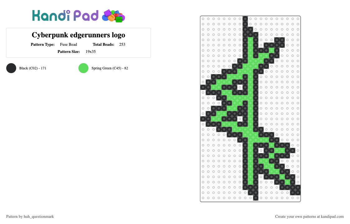 Cyberpunk edgerunners logo - Fuse Bead Pattern by huh_questionmark on Kandi Pad - teal,black,anime,video game