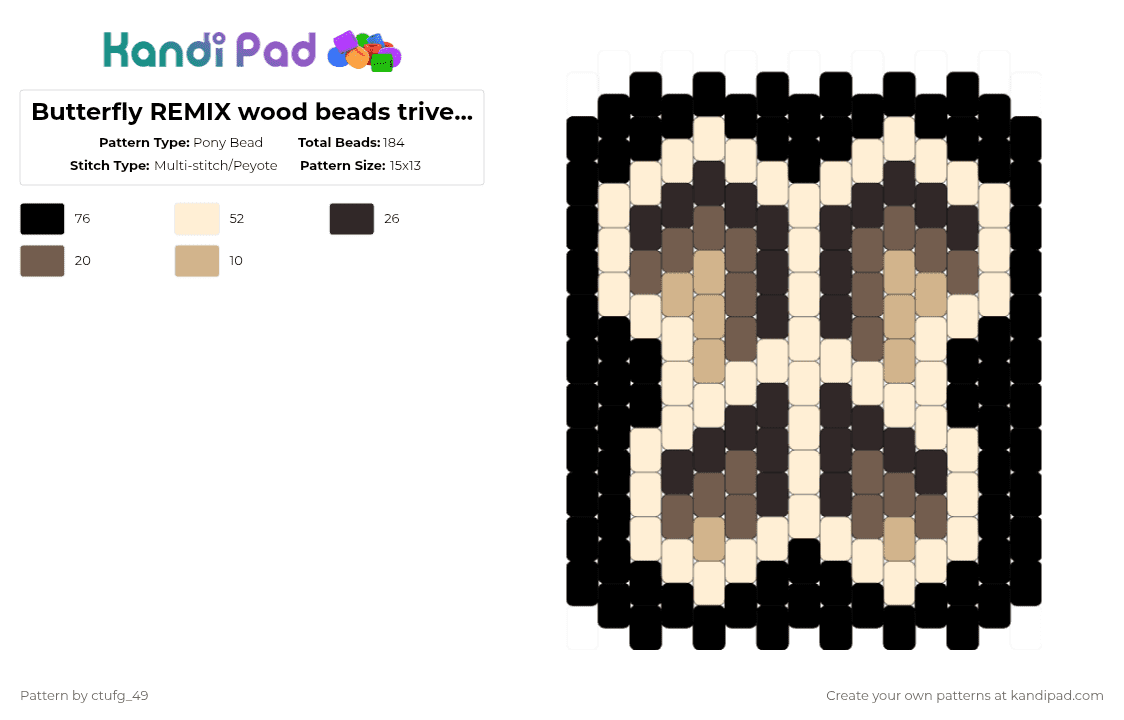 Butterfly REMIX wood beads trivets something fy9oxyoxg - Pony Bead Pattern by ctufg_49 on Kandi Pad - beige