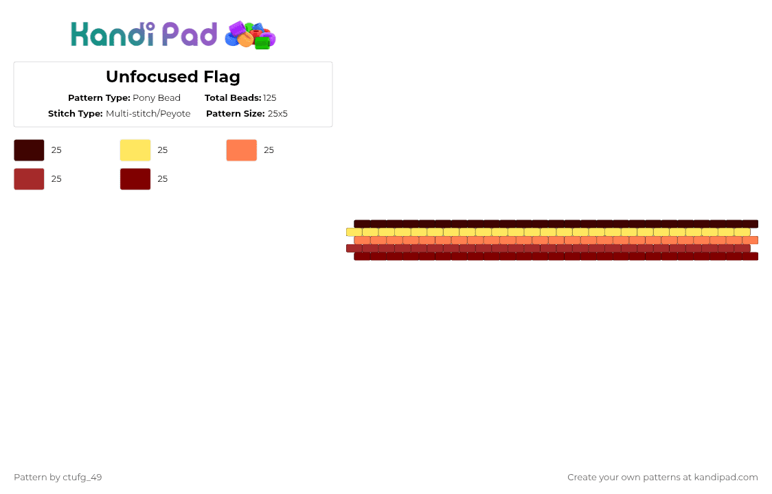 Unfocused Flag - Pony Bead Pattern by ctufg_49 on Kandi Pad - brown,adhd,neurodivergent,attention deficit hyperactive,pride