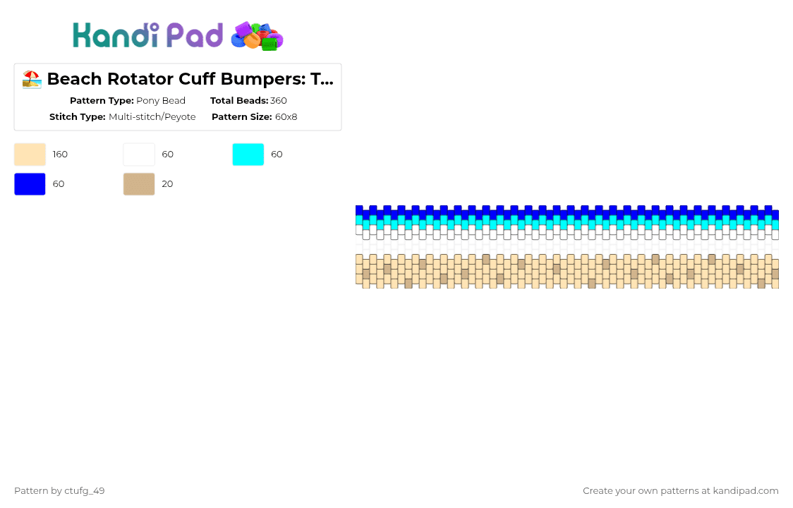 🏖 Beach Rotator Cuff Bumpers: Take 2 🏖 - Pony Bead Pattern by ctufg_49 on Kandi Pad - beige,rotator,rotator cuff,beach,sand,waves,retry