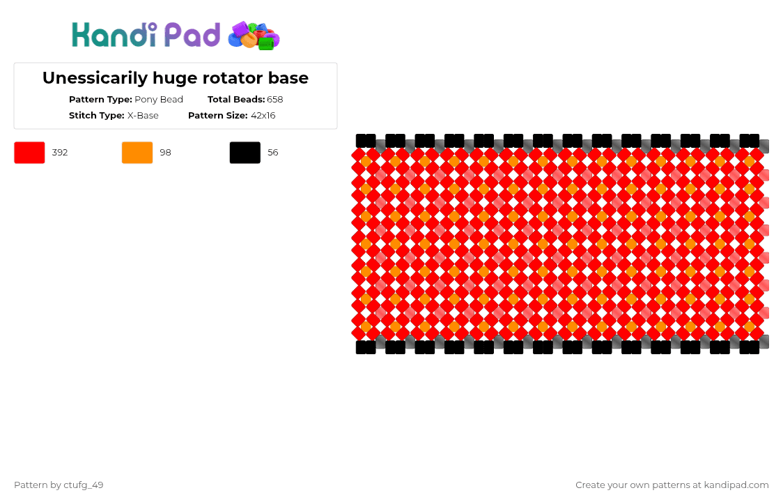 Unessicarily huge rotator base - Pony Bead Pattern by ctufg_49 on Kandi Pad - red,kandi,rotator,rotator cuff,kandi cuff,base,rotator base