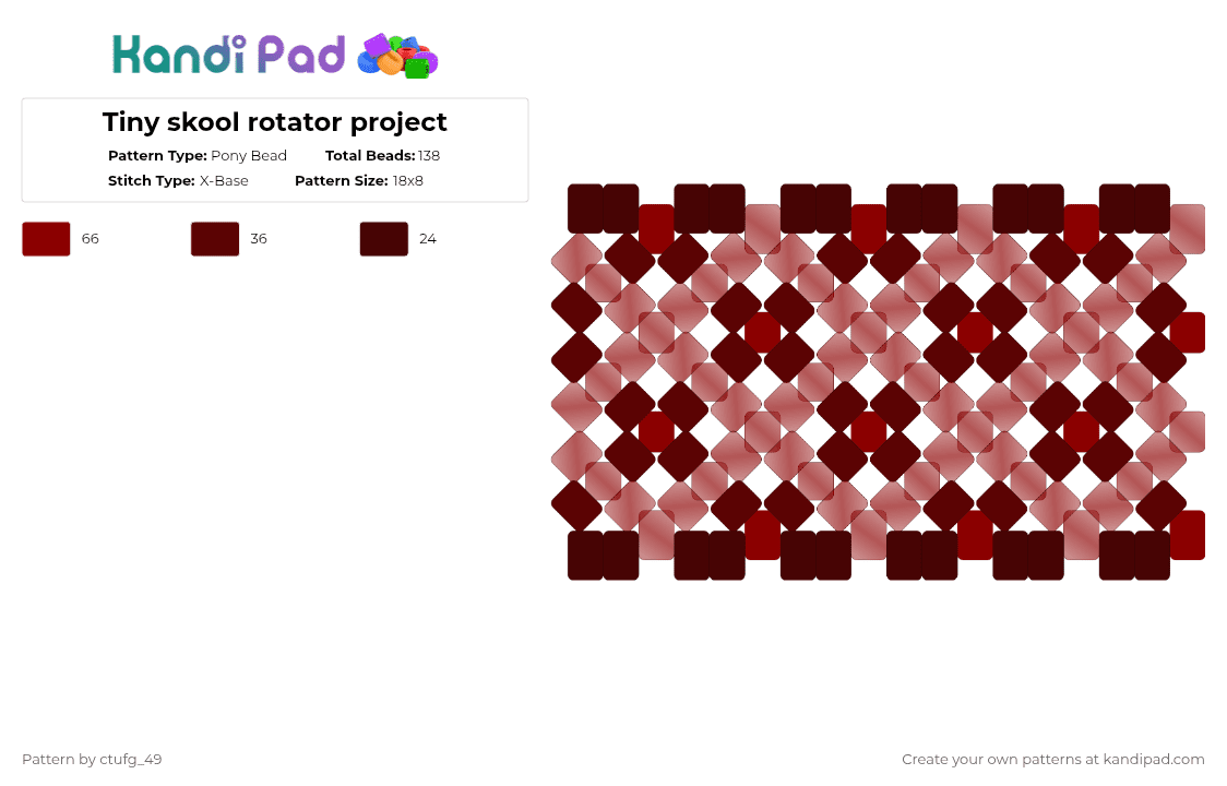 Tiny skool rotator project - Pony Bead Pattern by ctufg_49 on Kandi Pad - red,brown,school project,skool,rotator