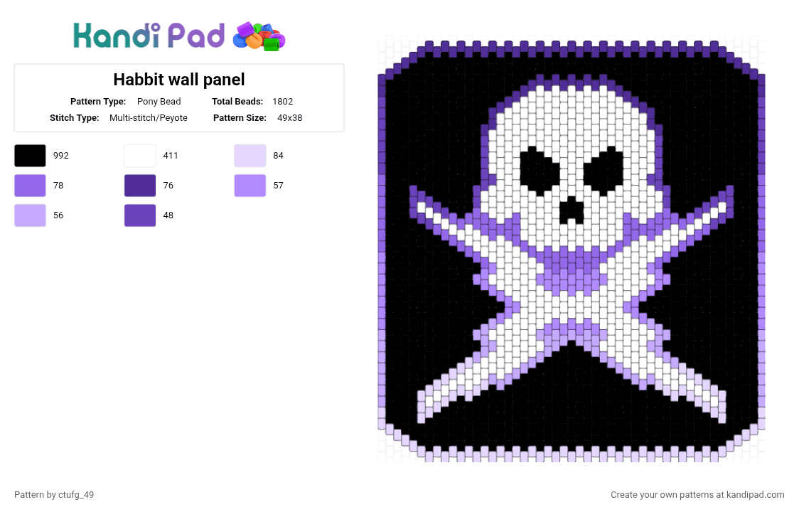 Habbit wall panel - Pony Bead Pattern by ctufg_49 on Kandi Pad - black,purple,pink,habit,habbit,habit emh,habbit emh,emh,every man hybrid