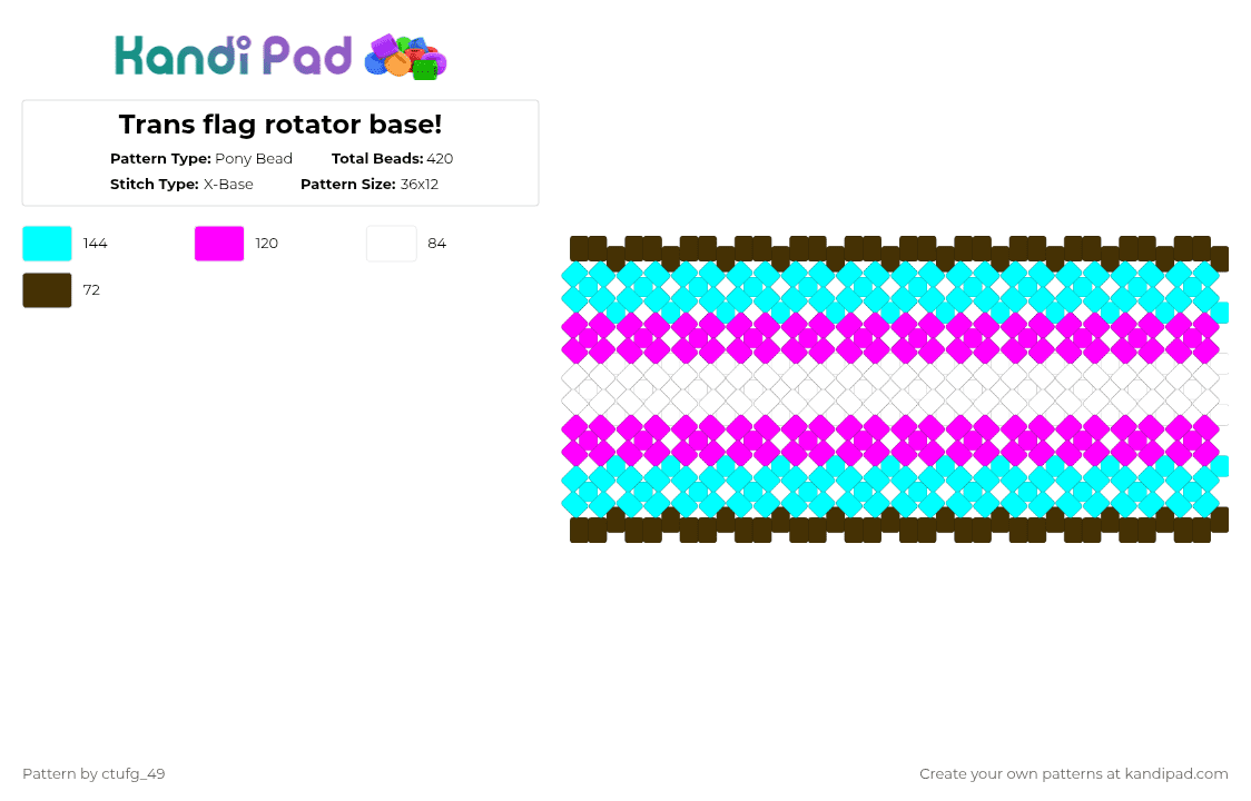 Trans Shield Pattern Trans flag rotator base! Pony Bead Pattern - Kandi Pad | Kandi Patterns ...