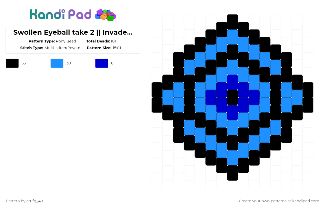 Swollen Eyeball take 2 || Invader Zim - Pony Bead Pattern by ctufg_49 on Kandi Pad - light blue,invader zim,iz,swollen eyeball,iz swollen eyeball,dib membrane,dib iz