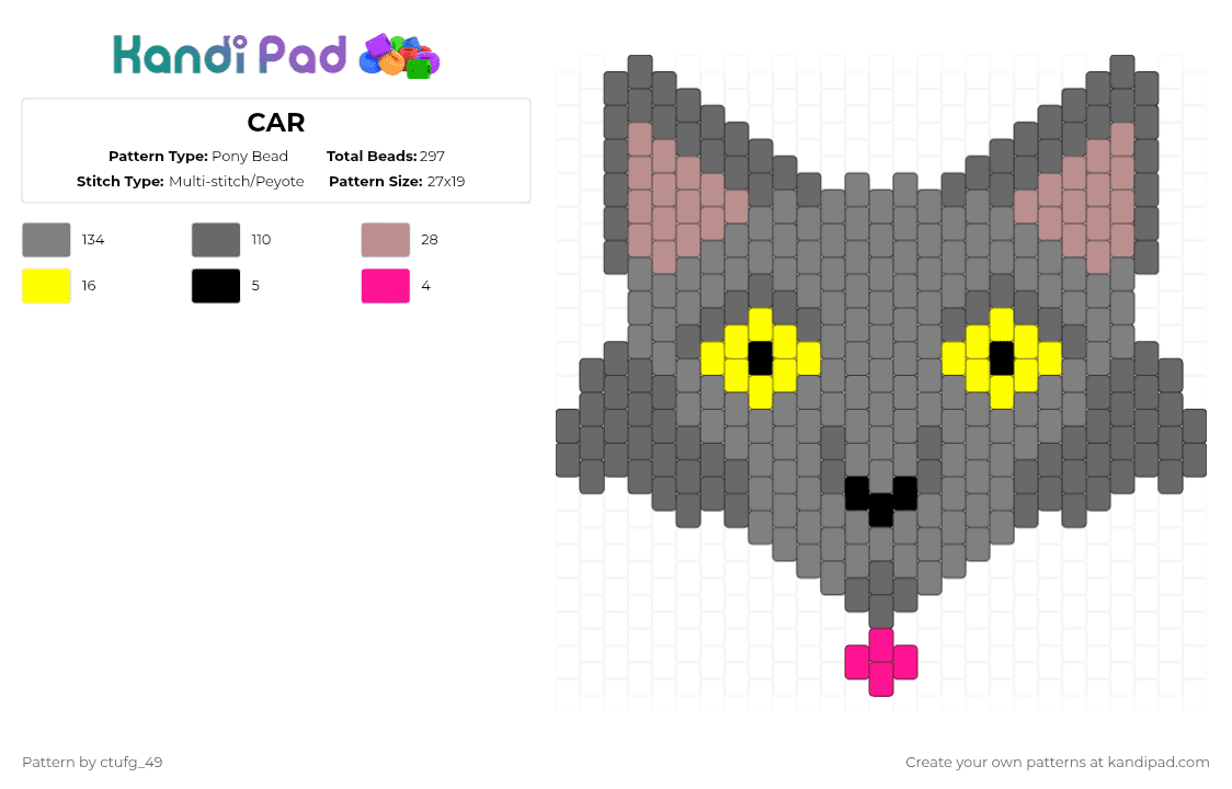 CAR - Pony Bead Pattern by ctufg_49 on Kandi Pad - animal, cat, gay, gray