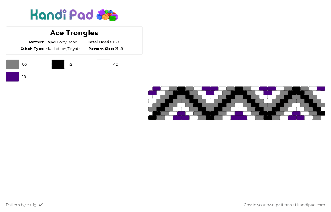 Ace Trongles - Pony Bead Pattern by ctufg_49 on Kandi Pad - gray,asexual,ace,pattern,triangle,queer